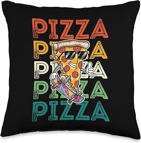 Smarty Pants Designs Slice, Funny Retro Vintage Pizza Lover - Almohada de 16.0 x 16.0in, multicolor