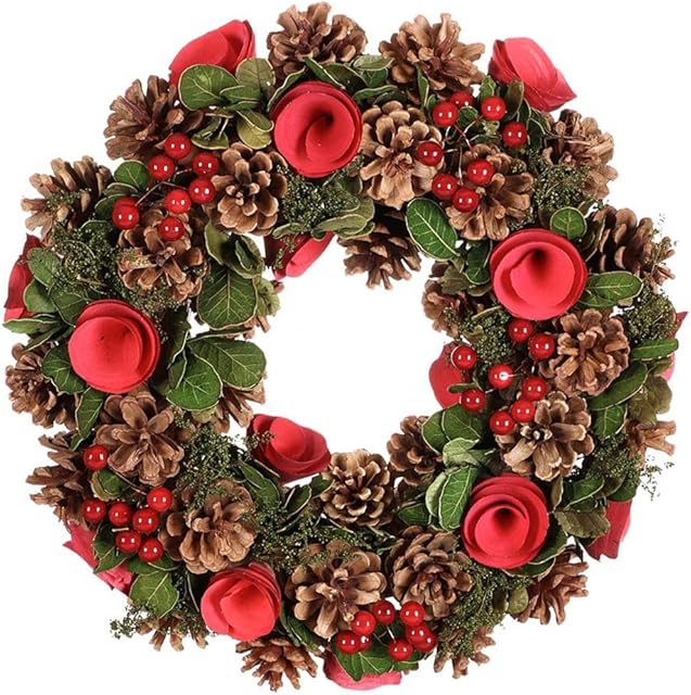 Winter Wreath Large 14" Front Door Wall Hanging Winter Garland Ornament (Red)