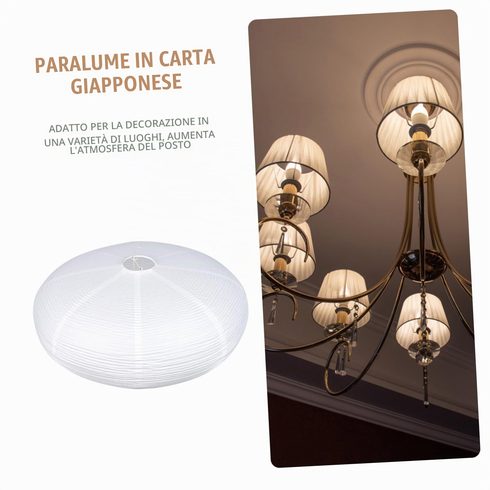 Homoyoyo Paralumi per Lampadari in Carta e Metallo, Paralume Bianco da Soffitto Semplice, Rotondo, per Camera da Letto e Ufficio