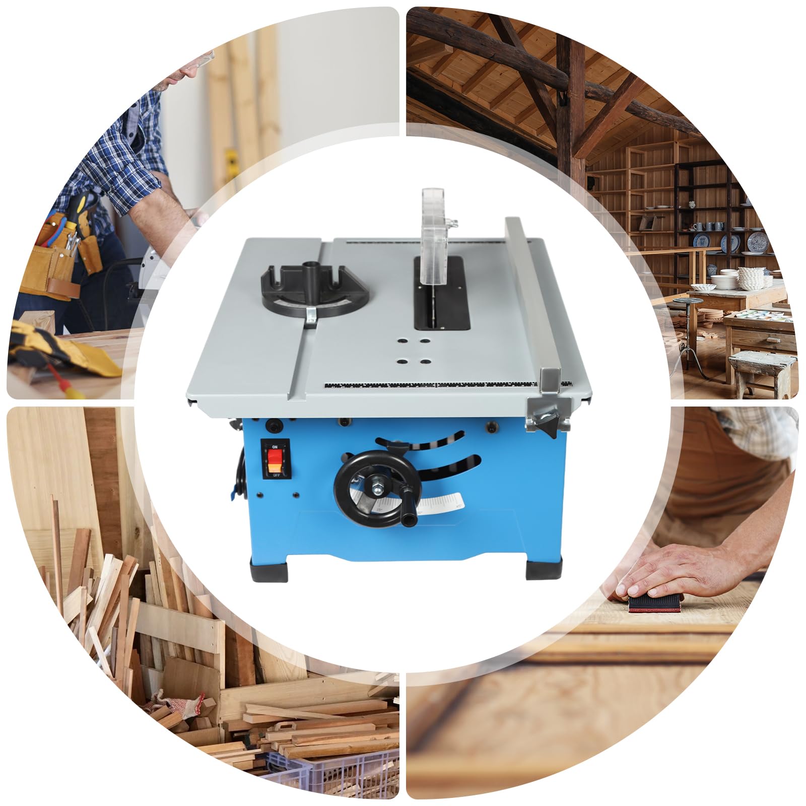 Sierra circular de mesa, ángulo de 1400 W, 220 V, sierra de mesa ajustable, altura de corte de 36 mm, 4200 r/min sierras de mesa para uso doméstico, trabajos personales de bricolaje o carpintería