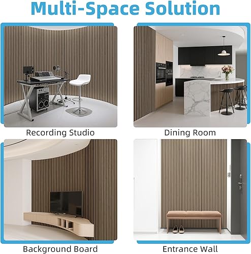 Miniatura 9 de Art3d Panel de pared de listones de madera acústica con diseño plano enrollable, paneles absorbentes de sonido de 95.3 x 23.8 pulgadas para columnas