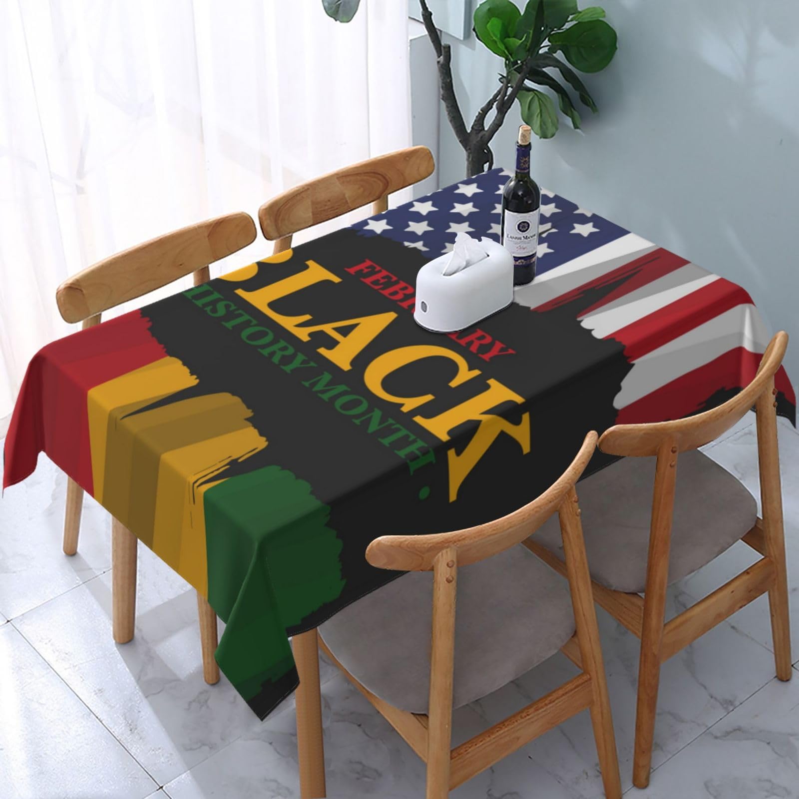 JunHeArt Black History Month Tablecloth Rectangle Table Cover Washable Table Cloths Decor For Kitchen 54" X 72"
