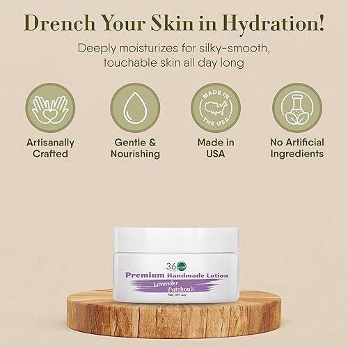 Miniatura 3 de 360Feel Loción de pachulí de lavanda - Hidrata con coco y aceite de oliva, a base de plantas, no grasa, piel sensible, uso durante todo el día