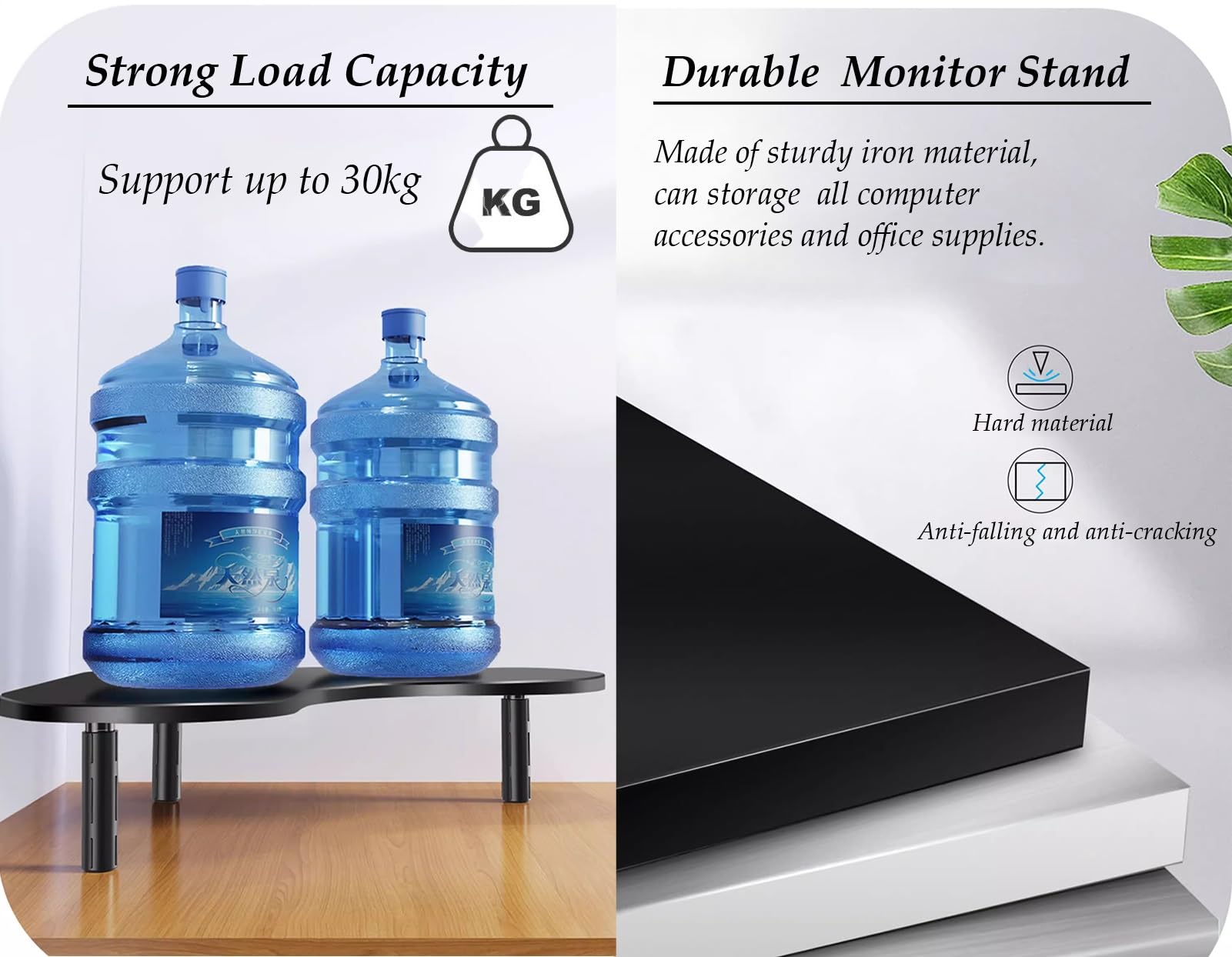 Supporto Monitor Supporto per Monitor Angolare Regolabile in Altezza, Supporto per Computer Portatile in Metallo Nero per Angolo Scrivania, Rack Organizer Ergonomico per Scrivania da Ufficio(Black)