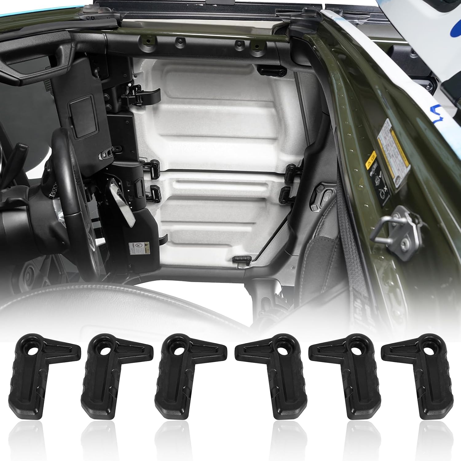 Hooke Road JL/JT Freedom Panel Lever Set Switch Handles for 2018-2026 Jeep Wrangler JL JLU & Gladiator JT Hardtop, Replacement Accessories Hard Top Lever Latch Locks, 6 PCS