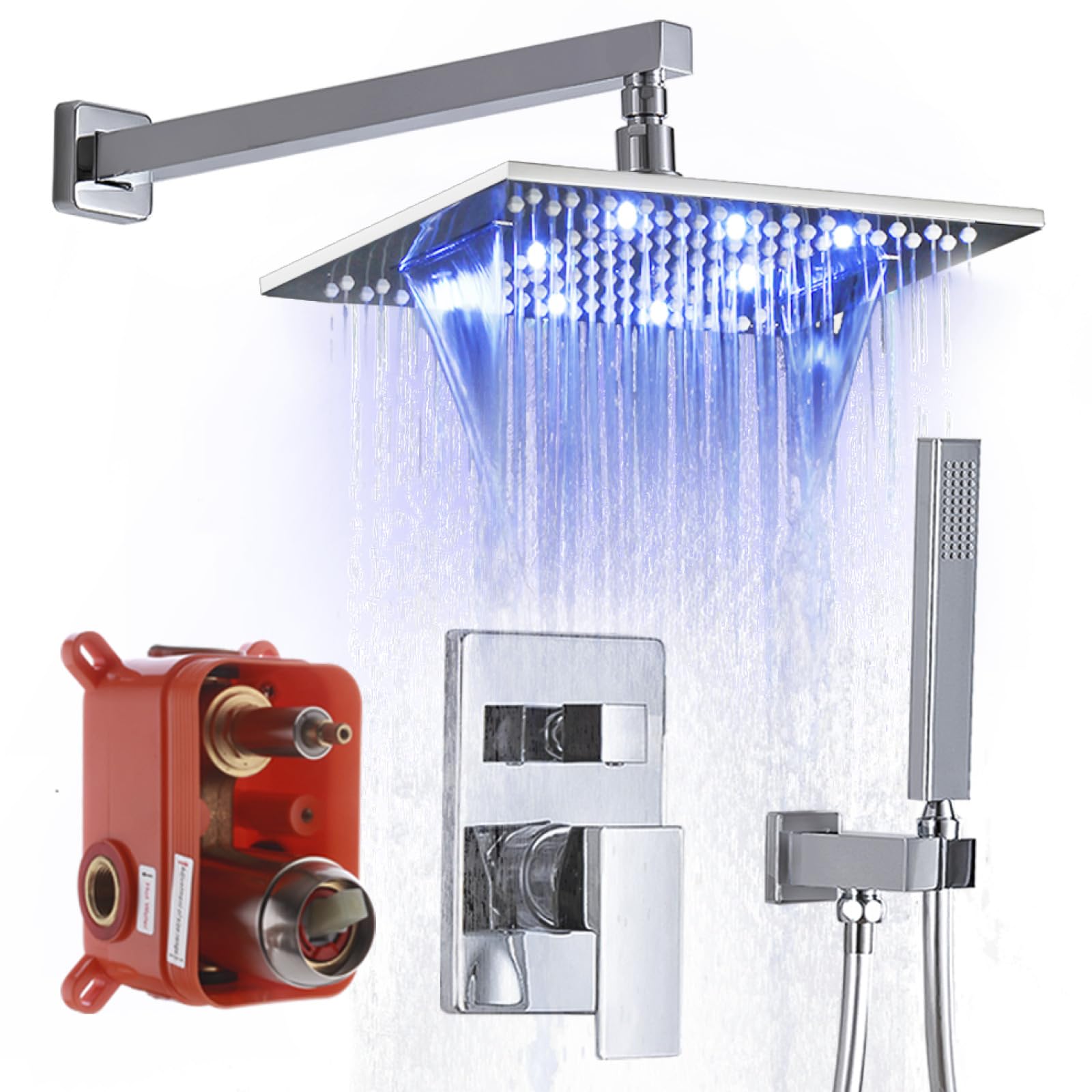 Système de douche effet pluie mitigeur laiton massif chromé