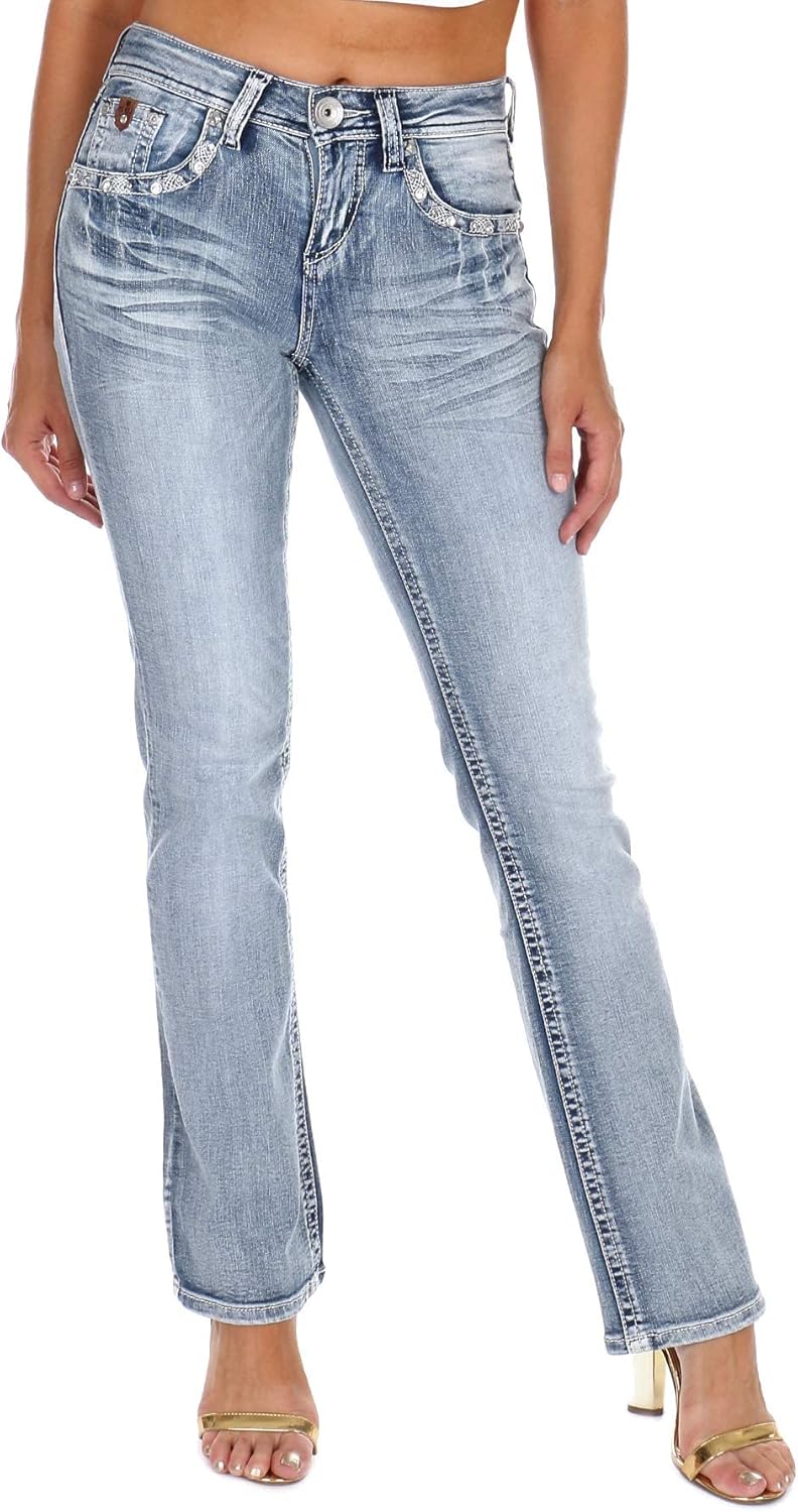 Clash/Jack David/Sexy Couture Women's Bootcut/Skinny Denim Jeans Stretch Blue