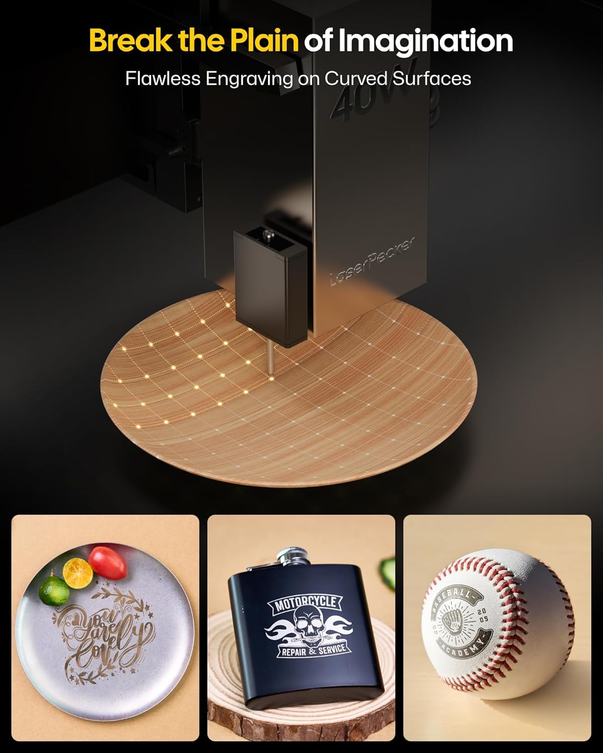LaserPecker LX2 40W Laser Cutter Engraver, 19.7" x 12" Large Working Area 1000mm/s High-Speed Engraving, 12MP Camera for Metal Wood Acrylic Curved Surface/Batch Engraving for DIY SMB Customisation