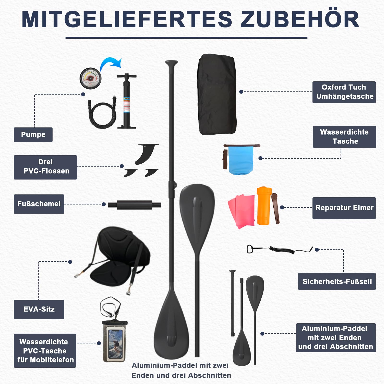 JUMMICO Tavola Sup Gonfiabile, Stand Up Paddling Board, 330 x 76 x 15 cm, Pagaia 2-in-1 con Sella Kayak e Accessori, Portata 160 kg, Ideale per Surf, Pesca e Yoga