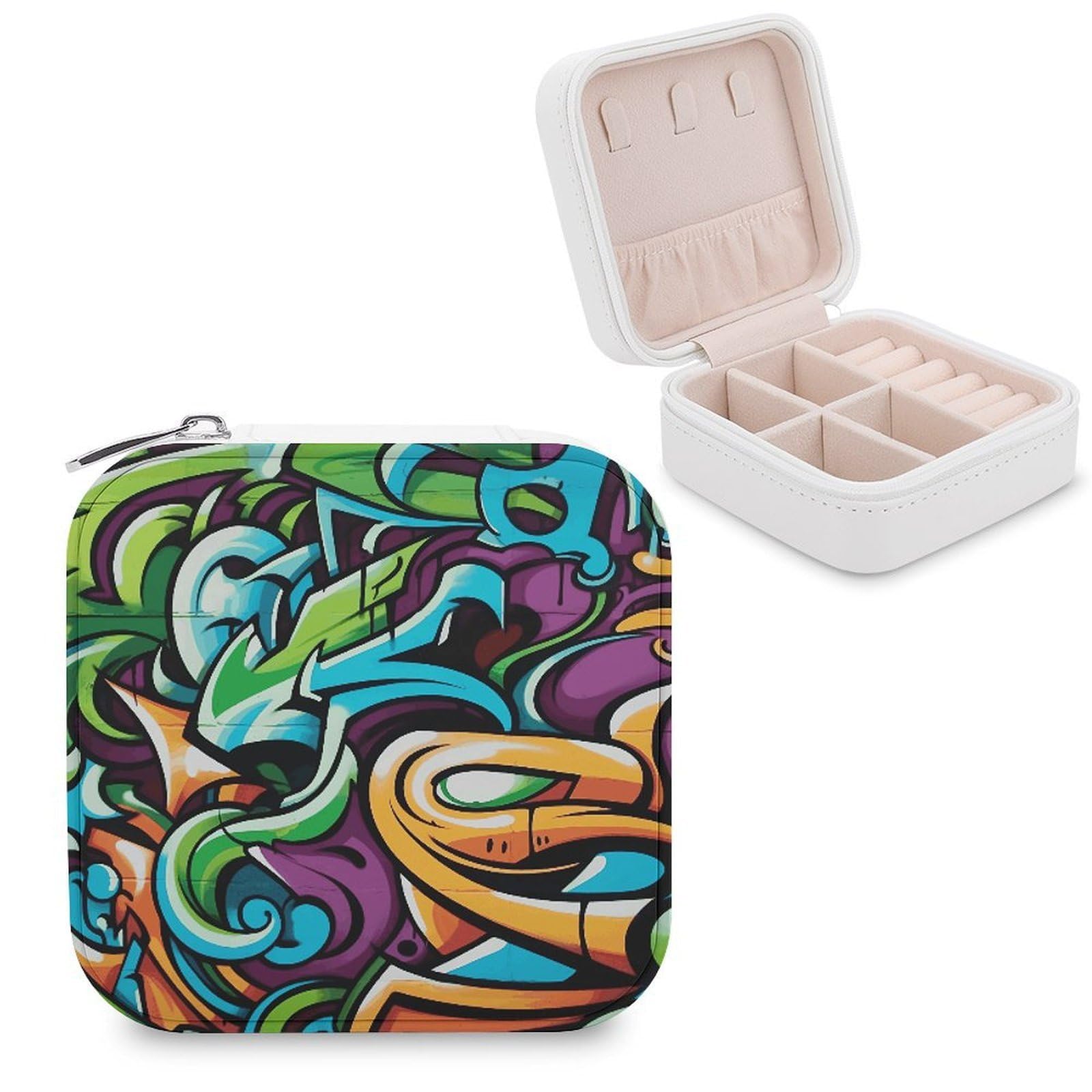 VstaDank Graffiti Drawing Art Jewelry Box Exquisite Leather Jewelry Organizer Portable Trinket Organizer Fashion Travel Jewelry Case for Rings Earrings Necklaces Unique Gifts for Women