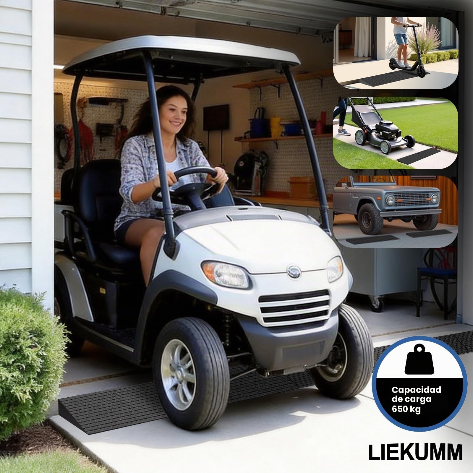 LIEKUMM Rampa de Goma para sillas de Ruedas, 2,5 cm Umbral Rampas, 650kg, rampa Silla de Ruedas Antideslizante, rampa para umbrales, Aberturas y Cuarto de baño