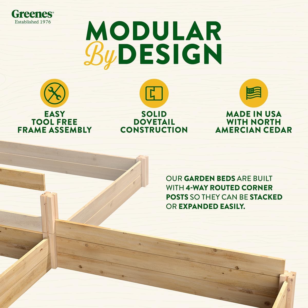 Greenes Fence Premium Cedar Raised Garden Bed, 10' x 14' x 10.5" (3/4" Thick) E-Shaped Bed - Made in USA with North American Cedar