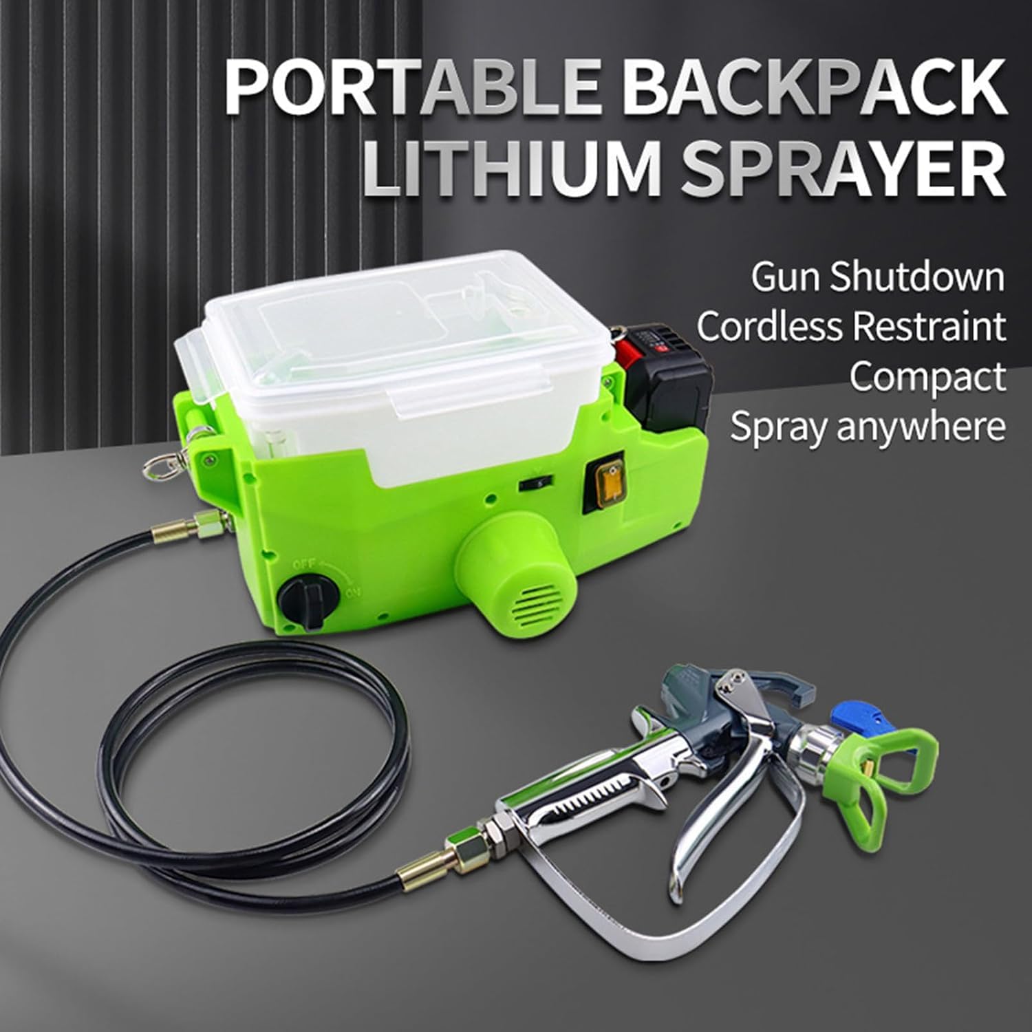 Pulverizador de pintura sin aire inalámbrico de alta presión, mochila de 1.7 L pistola de pulverización eléctrica para pintar paredes sin esfuerzo y mejoras del hogar