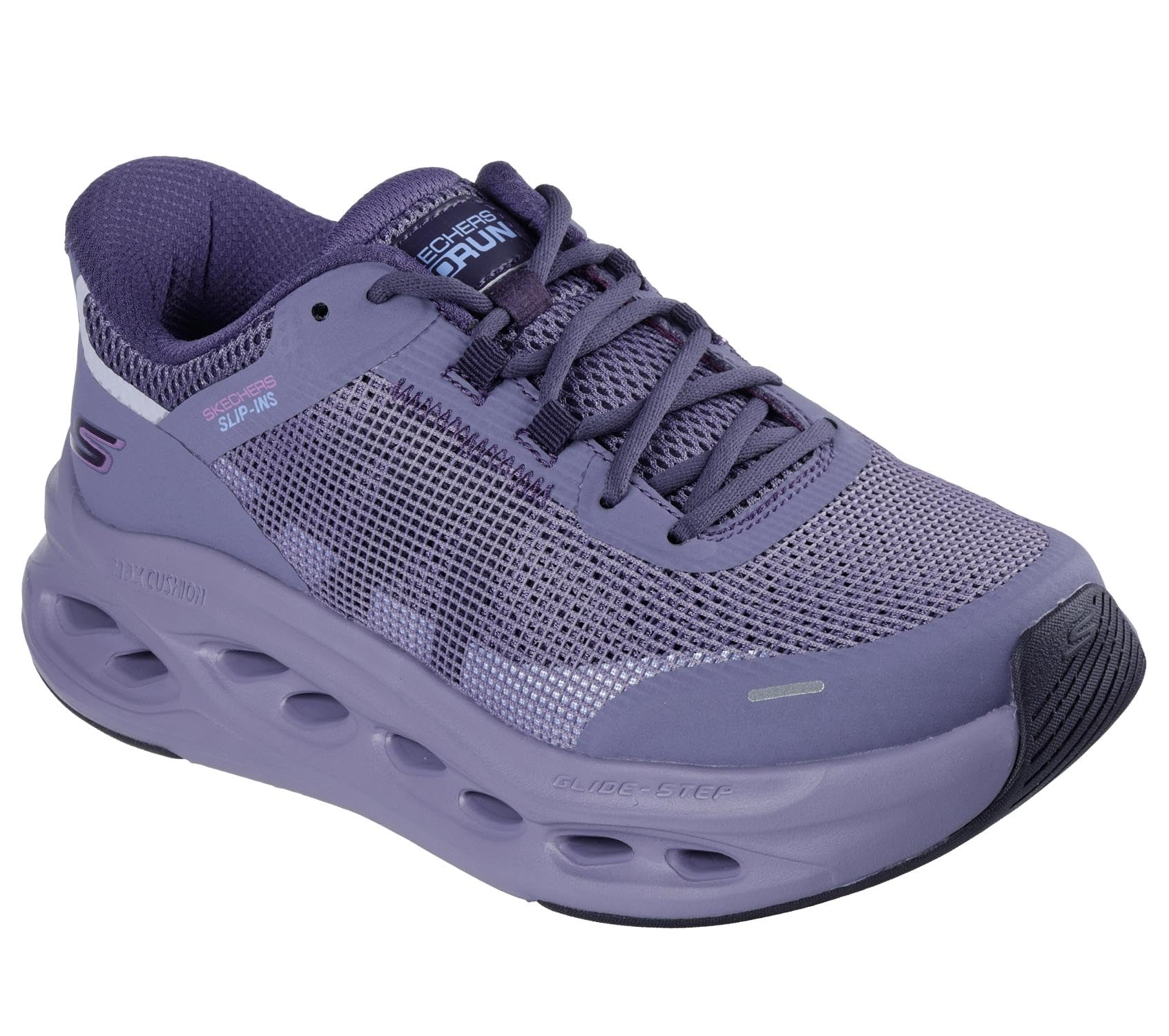 Skechers Women's Max Cushioning Glide-Step Aberdeen Slip-in Trainers, Purple Synthetic/Trim, 4.5 UK