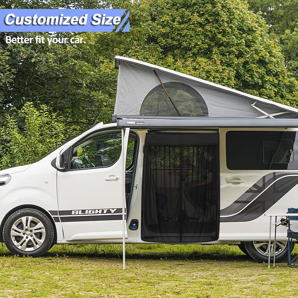Moustiquaire Compatible avec Vivaro C Zafira Life 2019-2025, Jumpy SpaceTourer Expert Traveller Proace 2016-2025 pour Porte Coulissante, Moustiquaire Magnétique Pare Soleilde pour Camping