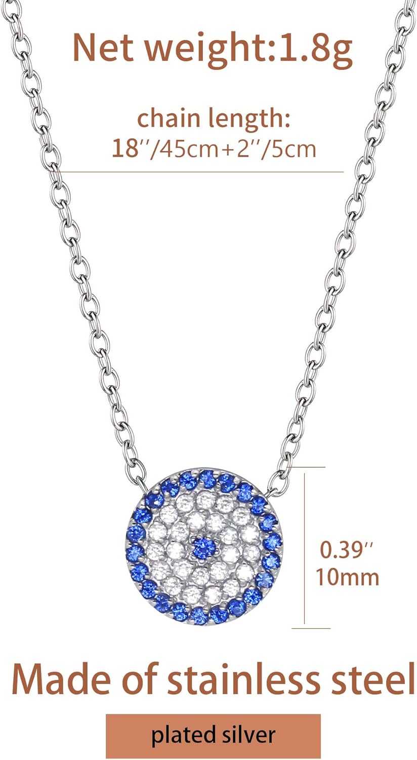 Dainty Stainless Steel Cubic Zirconia Round/Eye Pendant Necklace for Women Pave Necklaces Fashion Jewelry - Image 5