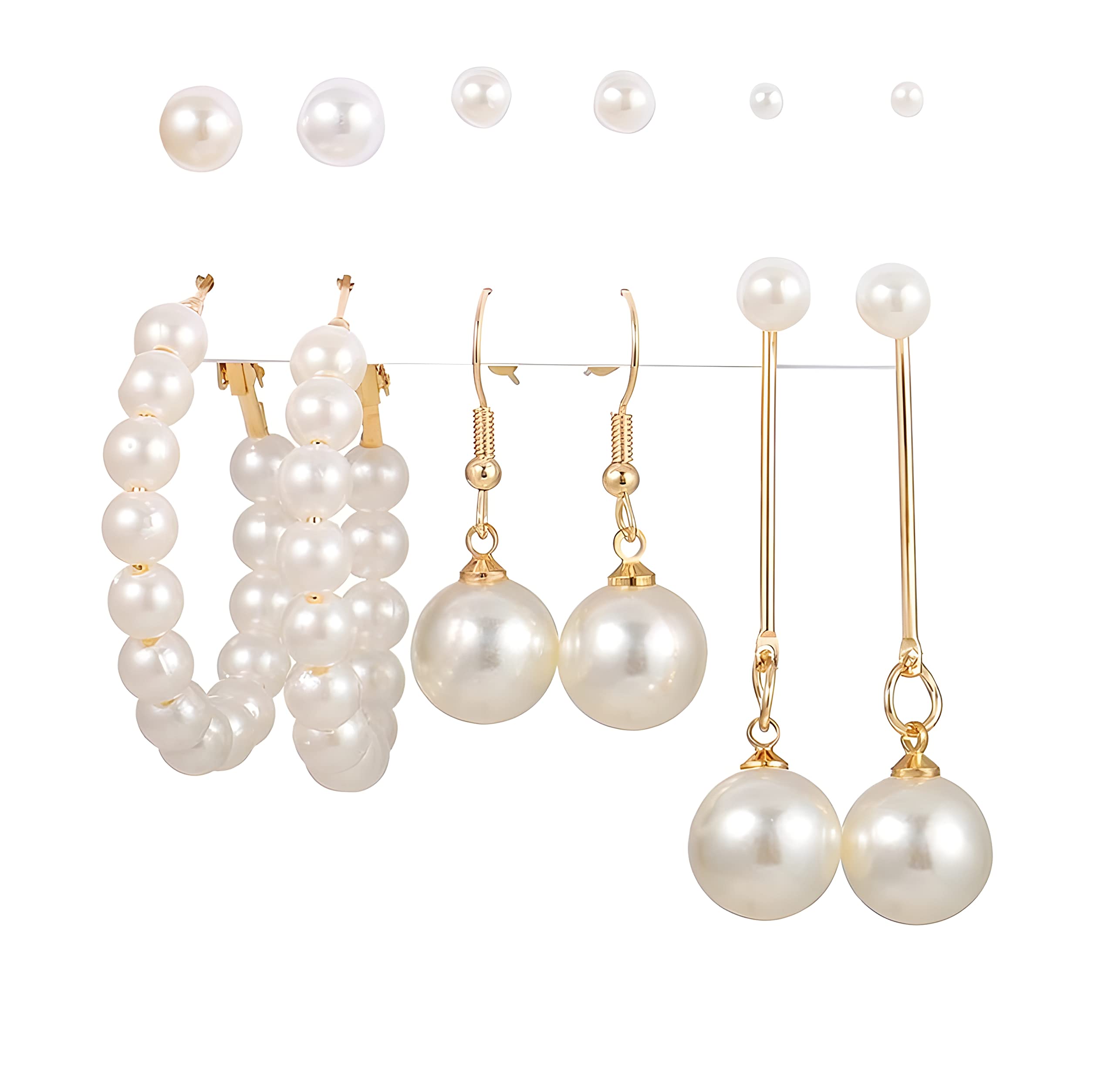 Amazon Brand - Anarva Korean Fashion Style Gold Plated Combo Of Pearl Studs Hoop Dangle Earrings Jewellery Set For Women Girls (6 Pair) (B0BX9XC2X7) Amazon Price History, Amazon Price Tracker