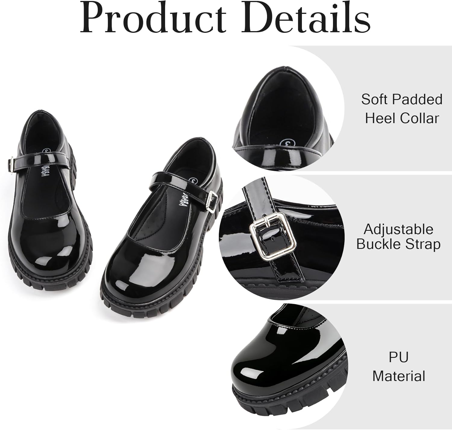 Girls Dress Shoes Black Mary Jane Flats School Uniform Shoes for Toddler Little and Big Girls