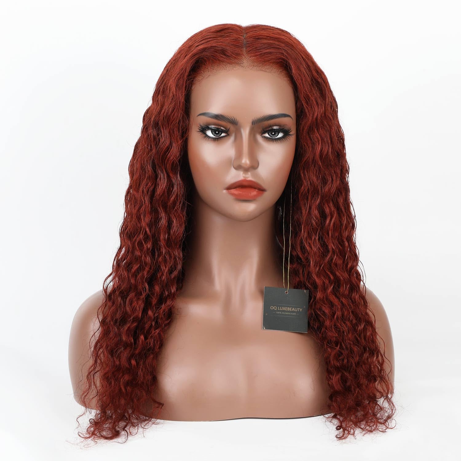 OQ LUXEBEAUTY Water Wave Wear Go Glueless Wig HD Pre Cut Lace Front Wigs Reddish Brown Pre Plucked Glueless Wigs for Women Quick Natural Easy Comfortable Wear & Go Wigs Beginner Friendly 18Inch