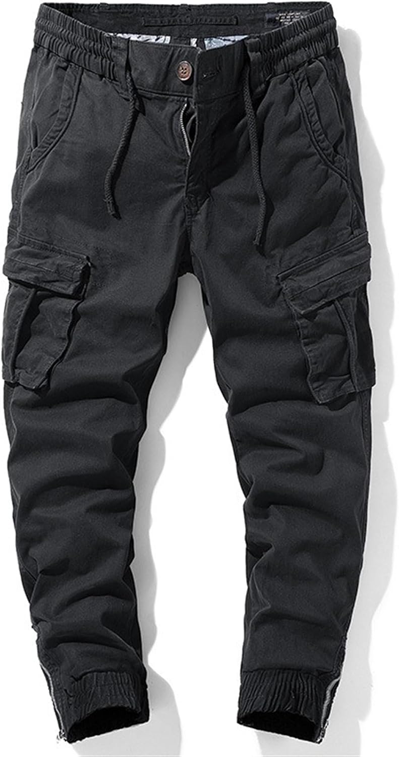 JEKE-DG Men's Casual Stretchy Cargo Pants Regular Fit Outdoor Tapered Pants Fashion Military Joggers Trousers