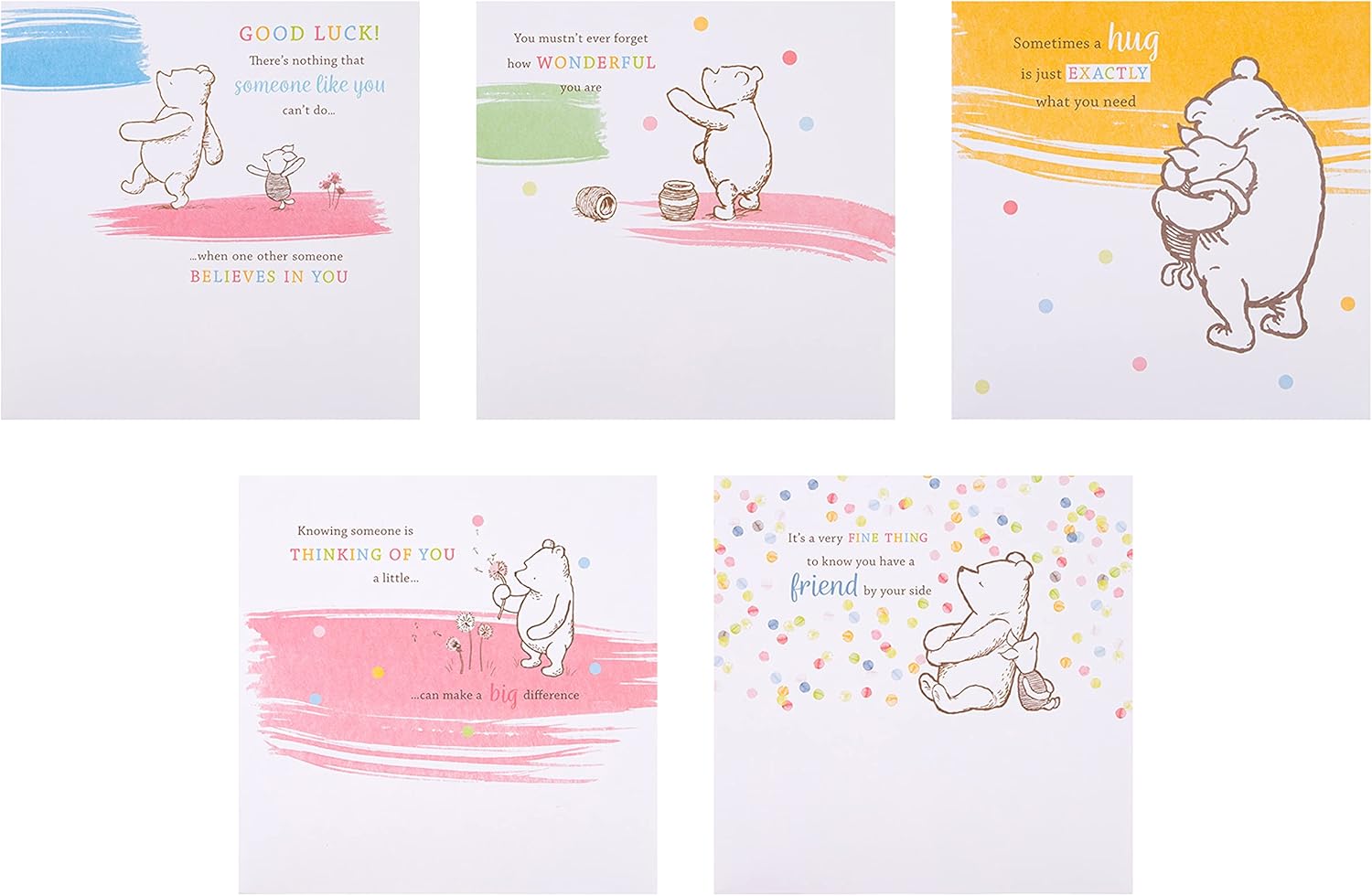 Hallmark Assorted Cards - Multipack of 10 in 5 Disney's Winnie The Pooh Designs