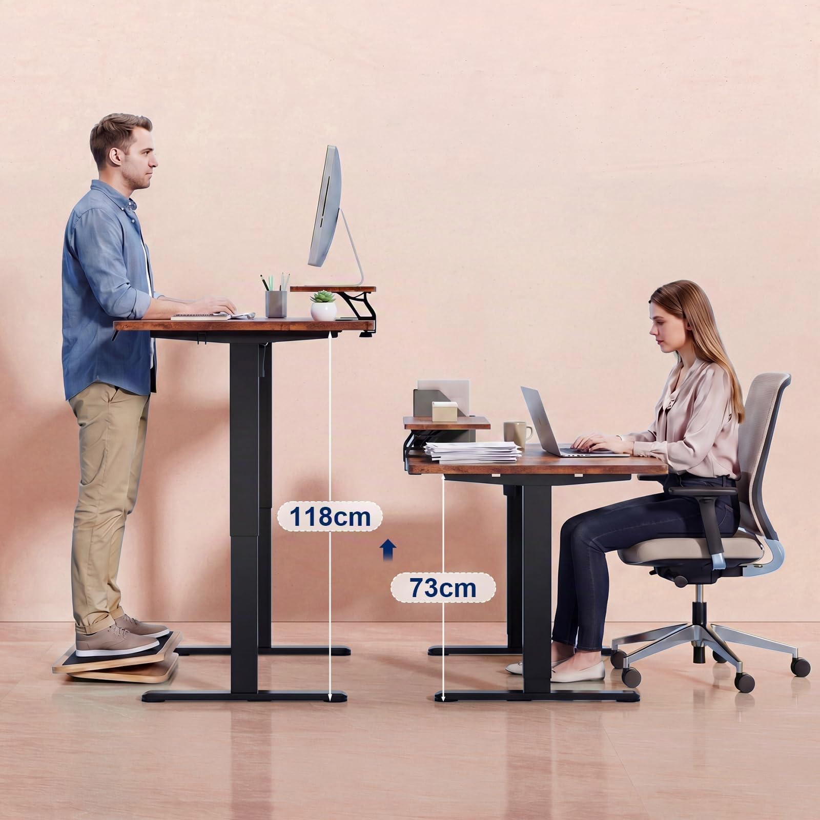 JUMMICO Scrivania regolabile in Altezza, Standing Desk, 160 x 70 cm Marrone | Scrivania da Ufficio Elettrica Regolabile con funzione di memoria, Supporto per Monitor