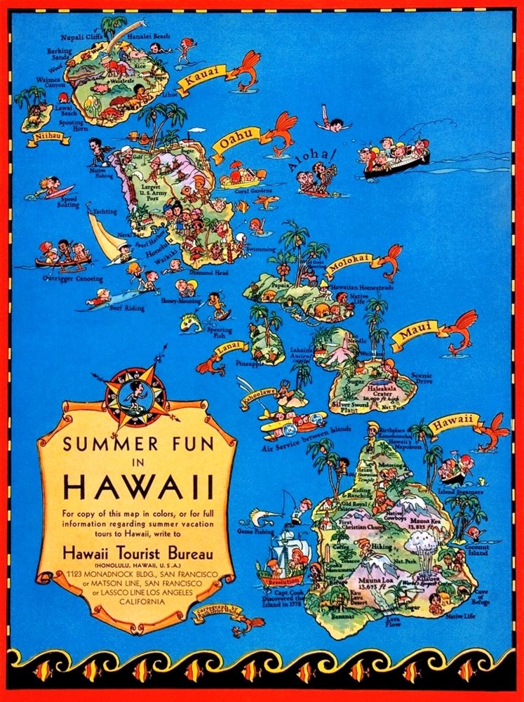 Amazon.com: A playful map of the Hawaiian islands issued by the