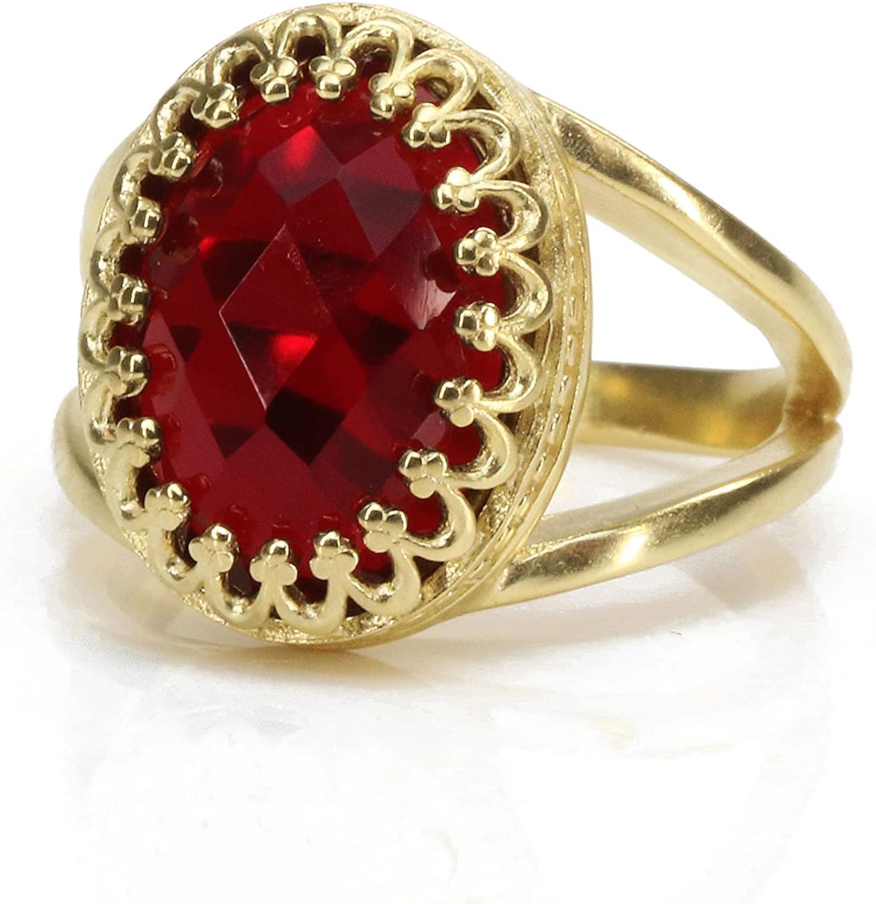 Striking Garnet Ring in 14k Gold-filled Ring Band - January Birthstone Rings Handcrafted by Skilled Artisan - Sizes 3-12.5 - Garnet Jewelry for Every Occasion - with Fancy Box