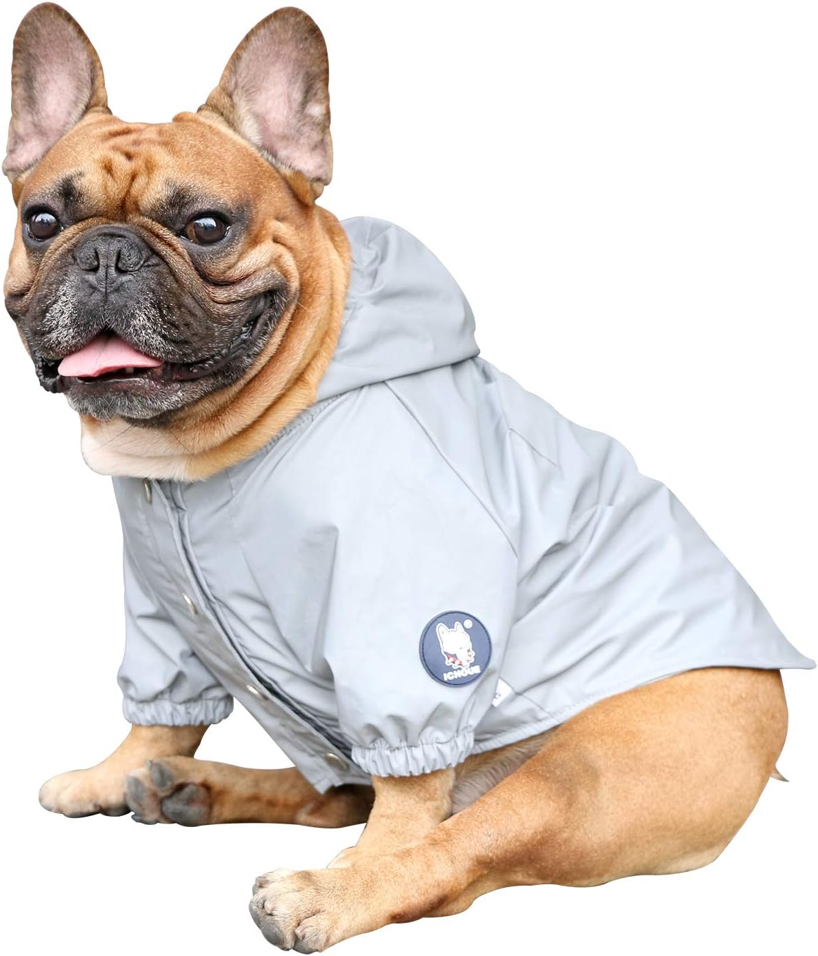 iChoue French Bulldog Raincoat Frenchie Pitbull Rain Coat Jacket Poncho Packable Waterproof Adjustable with Reflective Straps Lightweight for Short Thick Medium Dogs (Pink, L)