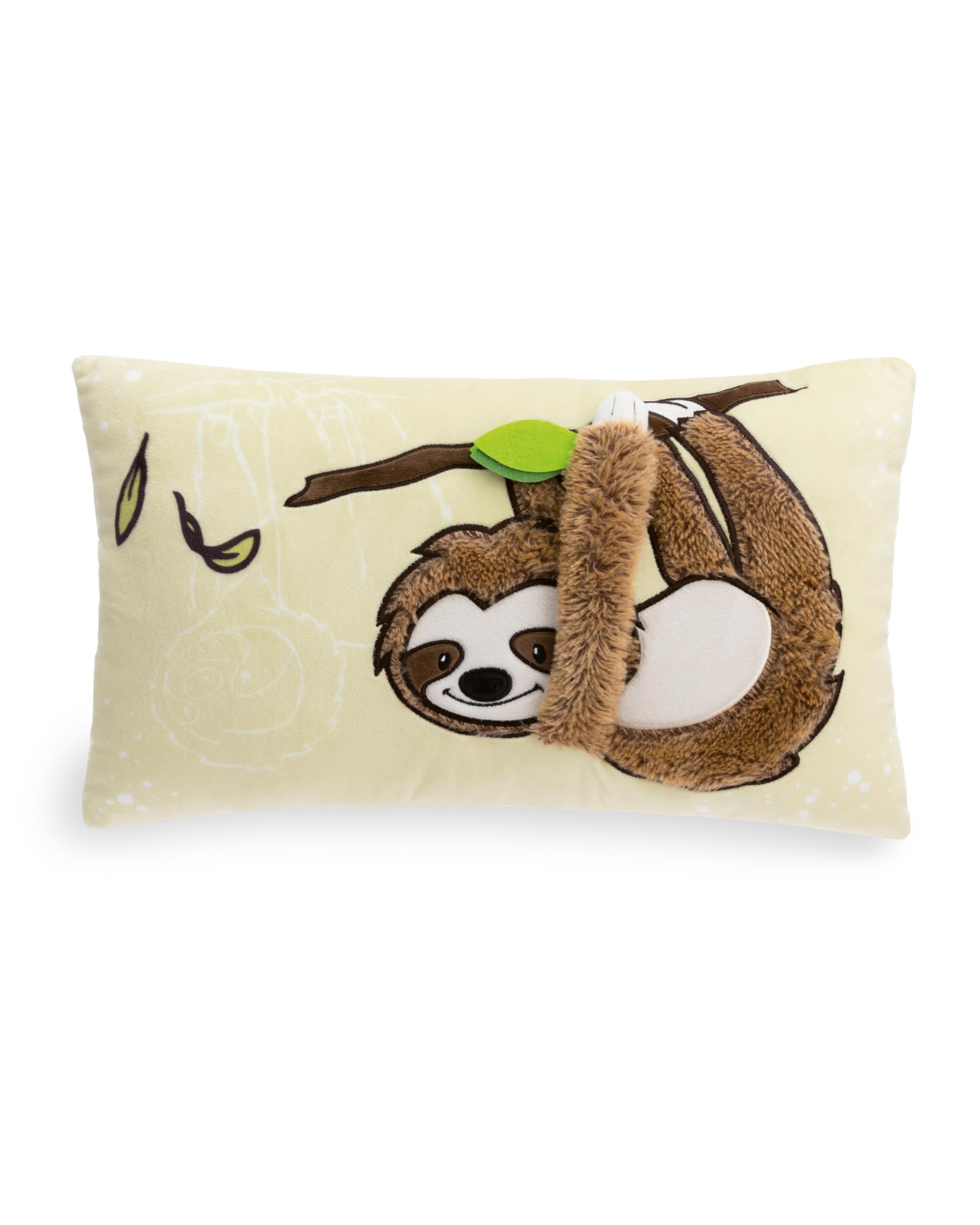 NICI Kinder Kissen Faultier Slobby 43x25cm braun - Flauschiges Kuschelkissen für Kinder und Kuscheltierliebhaber: ideal für Zuhause, Kindergarten oder unterwegs - 61216