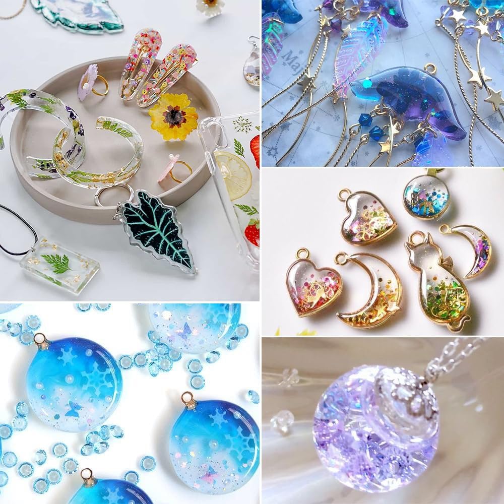 UV Resin 1000g, Hard Type Clear Beginner-Friendly Kit, Upgraded Formula & Crystal Clear for Jewlery Making, Art Craft, 250g*4 Resin UV Kit for Earring, Pendant, DIY - Image 8