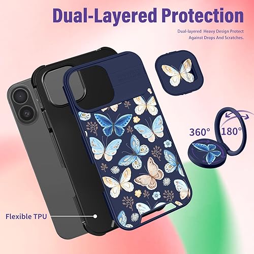 Miniatura 251 de Funda 2 en 1 para iPhone 11 para mujer, linda funda para teléfono para niñas, diseño de mariposas y flores, diseño Kawaii bonito y único con funda