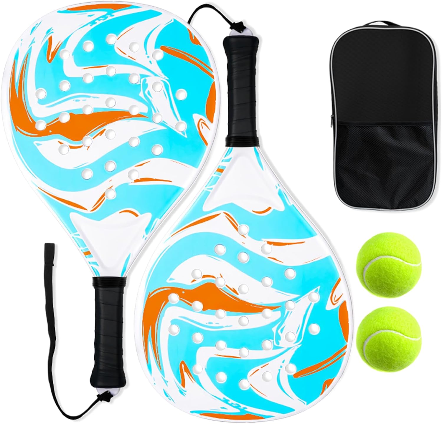 Carbon Pickleball Racket, Fiber Lightweight Paddle, Portable Paddleboard Racket Set, Comfortable Grip Sports Equipment for Women Kids and Adults Perfect for Games Practice Park