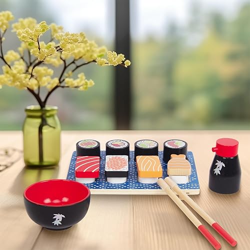 Miniatura 2 de Juego de comida para cortar sushi, juego de cocina de madera para niños de 3 años, juguete de aprendizaje para niñas y niños