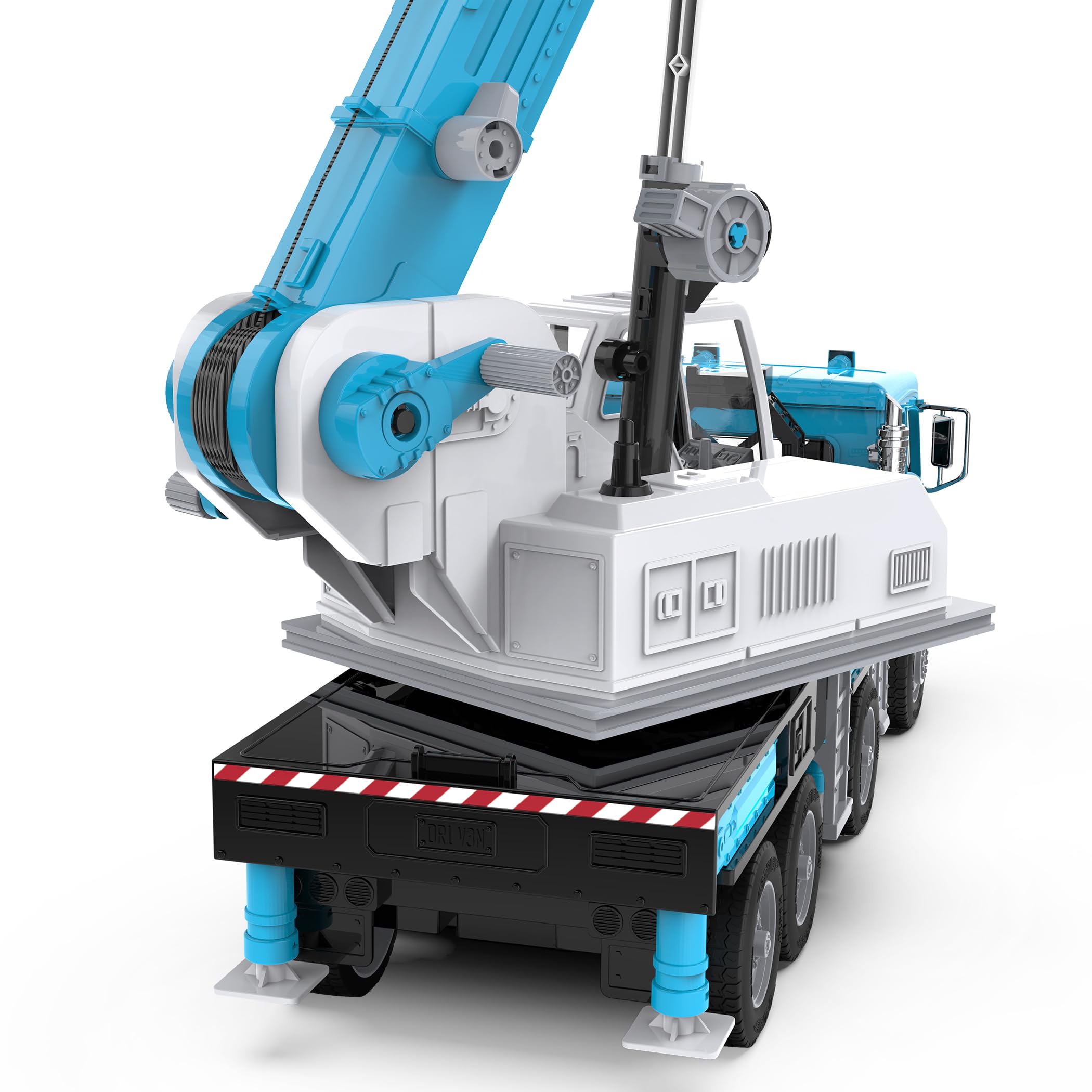 DRIVEN by Battat Camion Gru Giocattolo Jumbo, Cabina Europea Blu, Set da 2 | Grande veicolo da cantiere con cabina europea blu, parti mobili e completamente assemblato; luci e suonini, Set da, 3+ anni