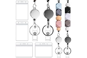 6 in 2 Teacher Lanyard with Retractable ID Badge and Beaded Lanyard