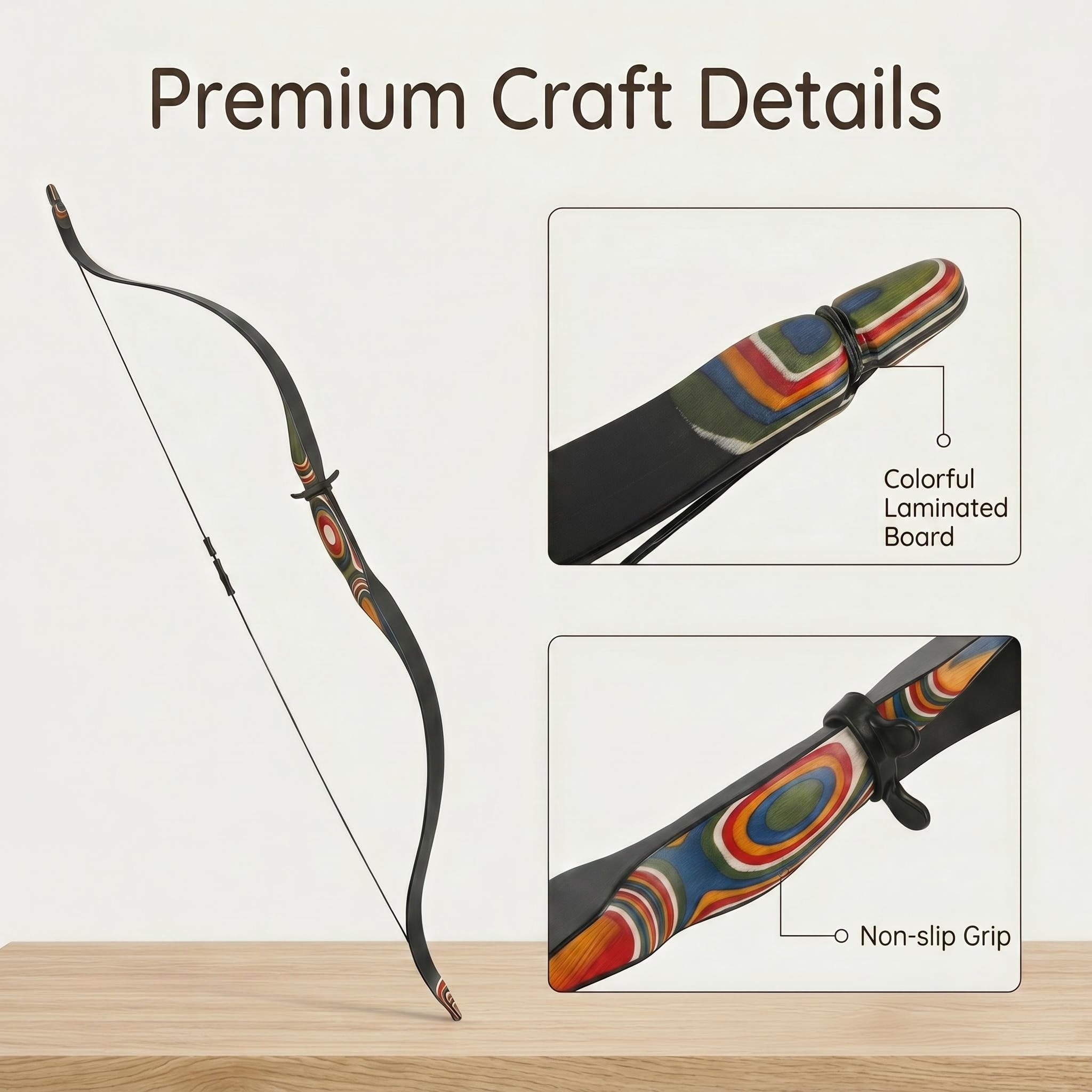 Tiro con l’arco, arco ricurvo tradizionale junior ambidestro 37 pollici 10/15 lbs, arco leggero per allenamento tiro all’aperto per bambini