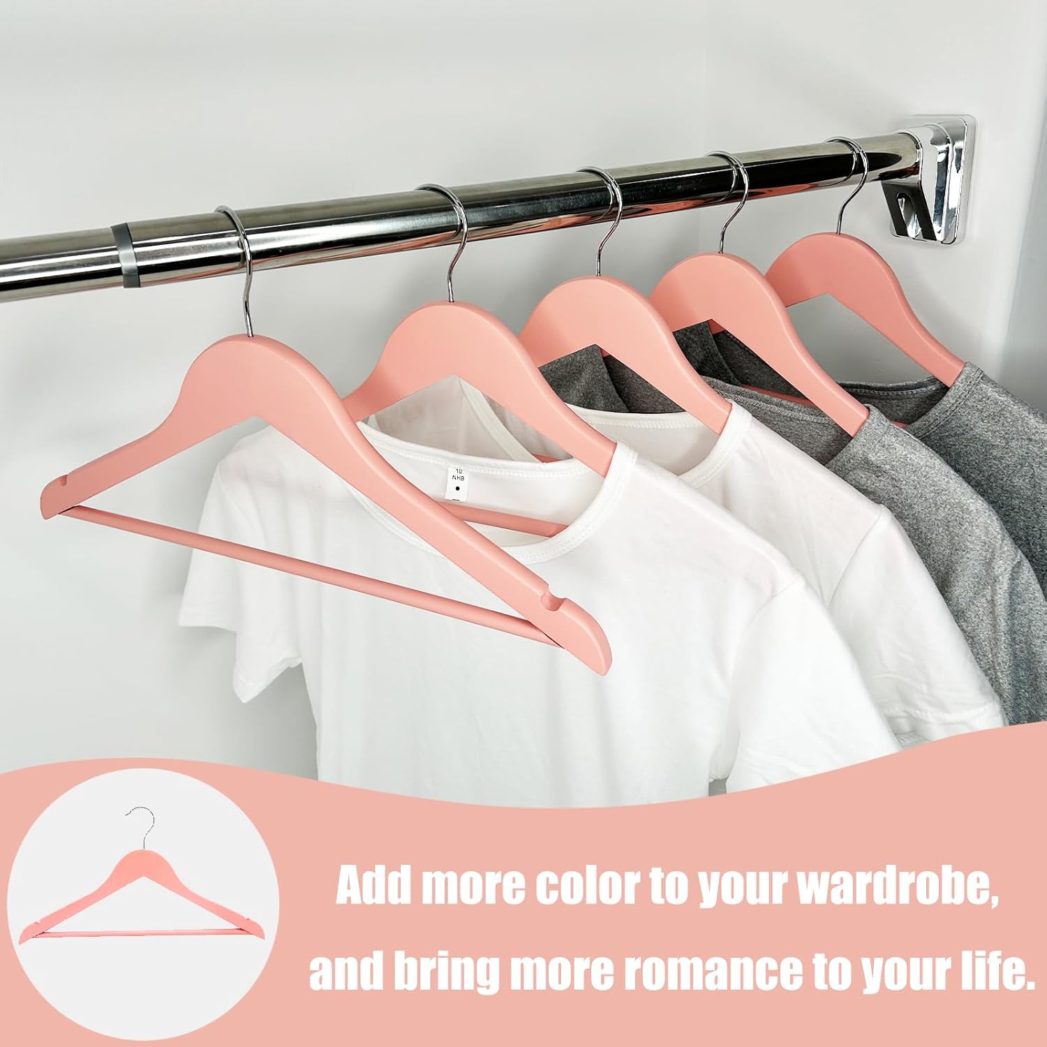 20 Pack Pink Clothes Hangers Slim Wood Hangers Coat Hangers for Closet,Clothes Hanger with Extra Smooth Finish,Precisely Cut Notches for Shirt Suit Dress Women Home Kids (Pink)