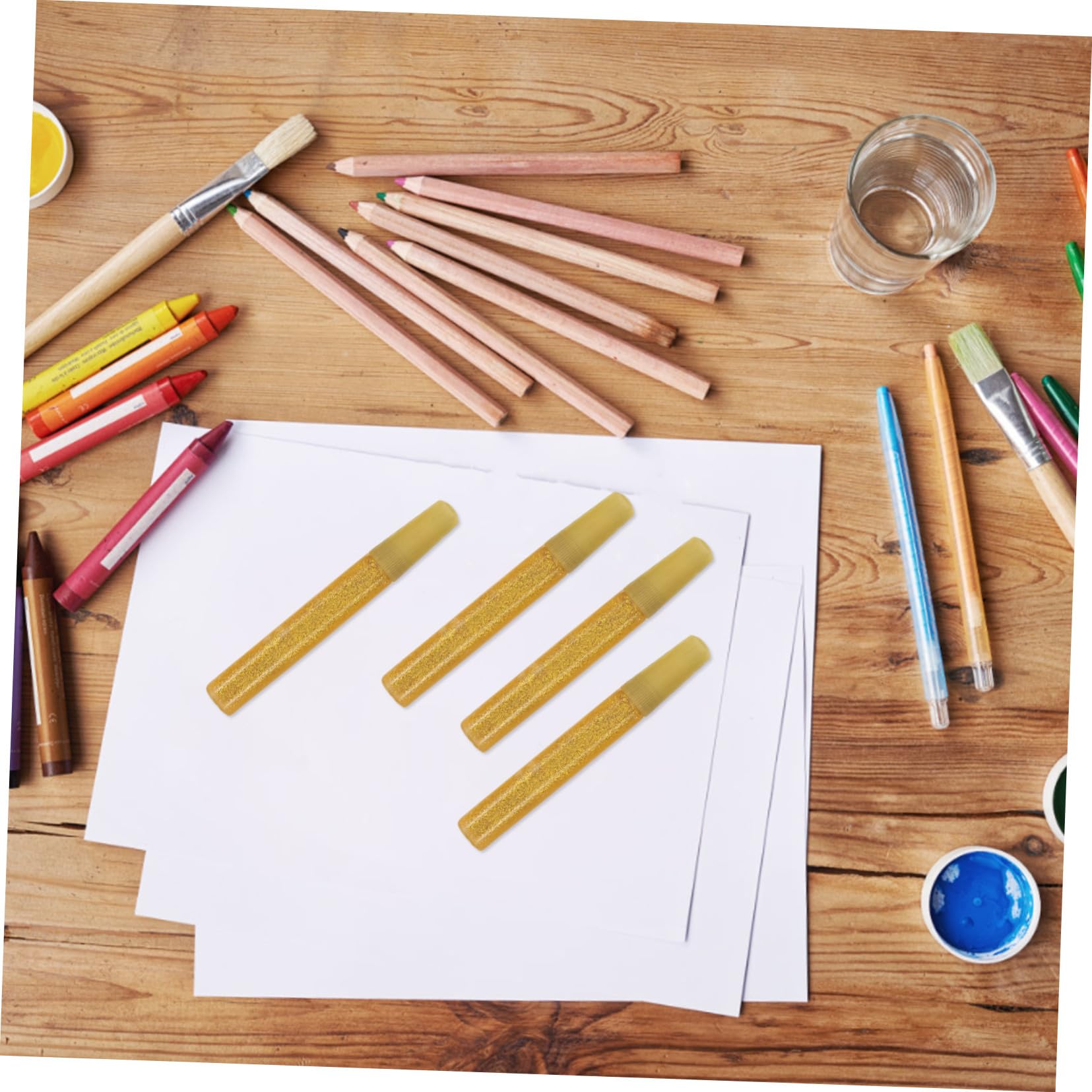 50 Glitzerklebestifte Gold für Kinder Bastelkleber mit Feiner Verarbeitung und Vielseitigem Design zum Malen und Kleben von Bastelprojekten