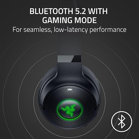 Razer Kraken Kitty V2 BT Wireless RGB Headset: Chroma RGB Kitty Ears & Earcups - Bluetooth 5.2-40 mm Drivers - Noise-Cancelling Mics - Lightweight - 40 Hr Battery w/Type C Charging - Black