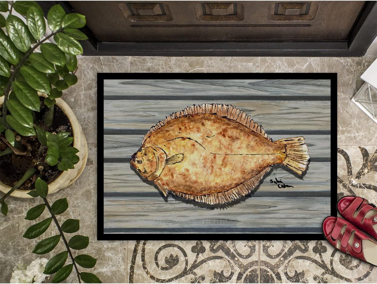 Caroline's Treasures Fish Flounder Indoor or Outdoor Doormat, 24" x 36", Multicolor