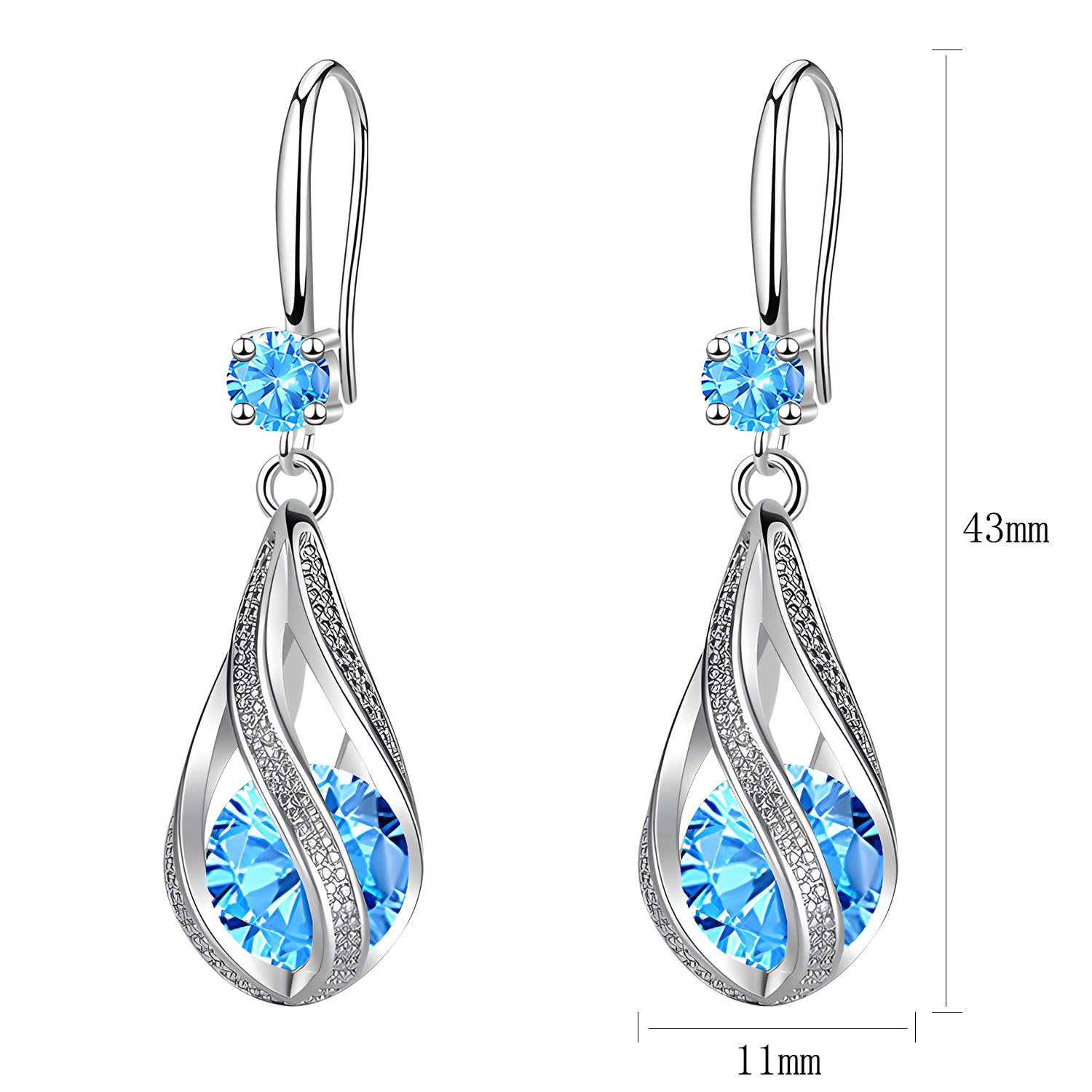 Ohrringe Hängend für Damen, Tropfen-Design Ohrhänger mit Fixiertem Zirkonia, Modische Ohrringe, Elegante Damenohrringe als Geschenk