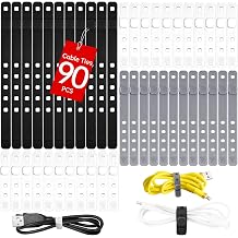AROIC 60Pcs Silicone Cable Ties, 5-Colors Reusable Cord Organizer