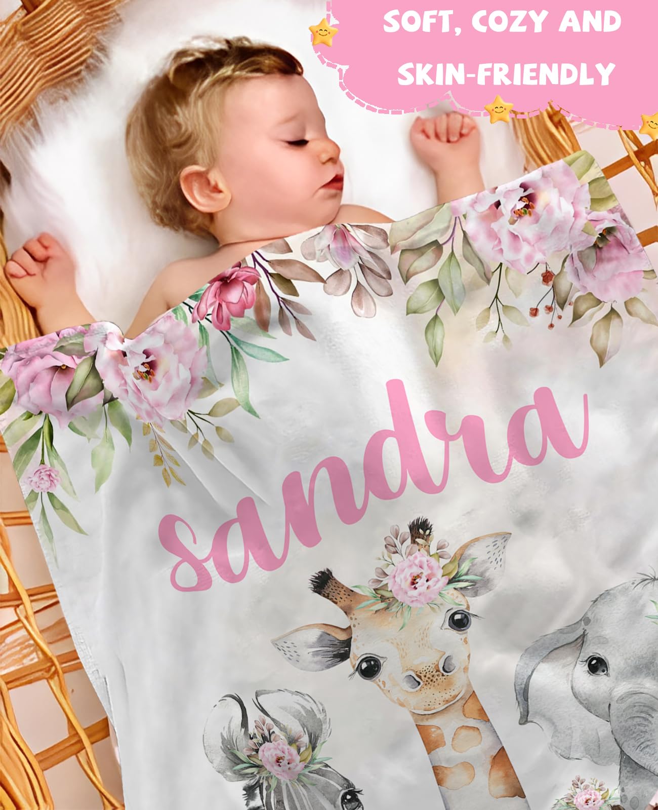 Cozy Elephant Soft Baby Blankets Personalized Personalized Baby