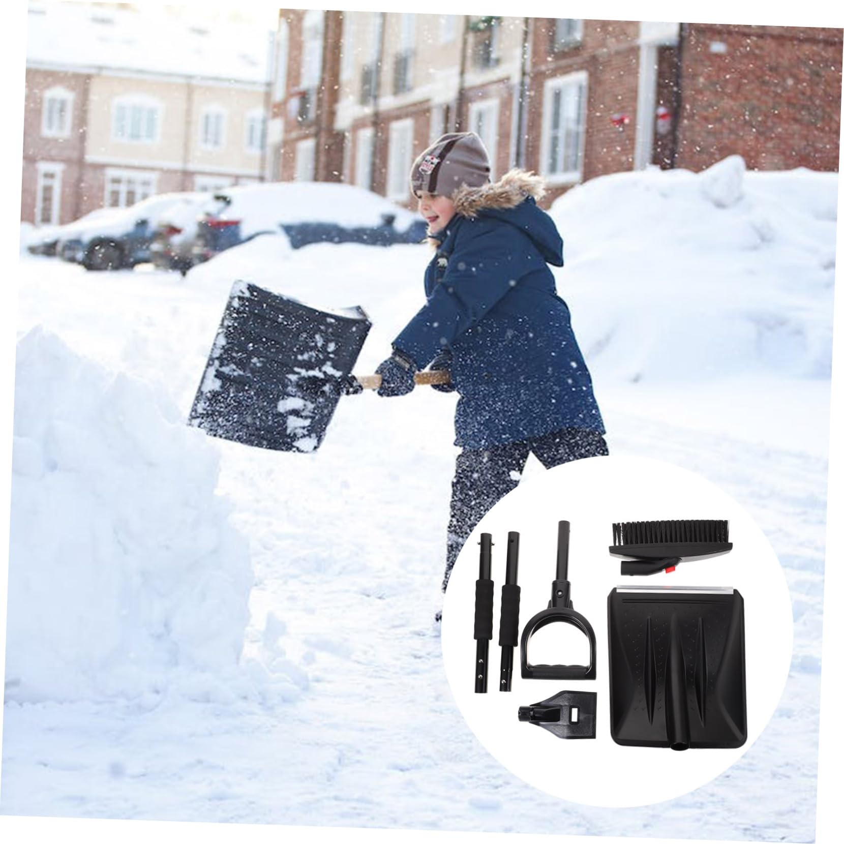 Autoschneeschaufel und Abs aus Edelstahl 1 Satz für Winter | Schwarz, für Windschutzscheibe und Fahrzeug, zum Entfernen von Schnee und Frost