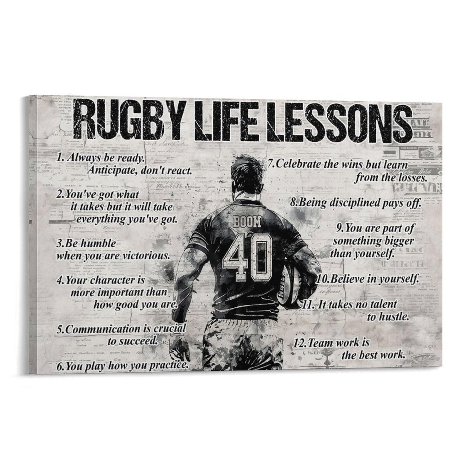WLQZFRWV Rugby Life Lessons Personalized Poster (2) Canvas Poster Bedroom Decor Landscape Office Room Decor Gift 08x12inch(20x30cm)