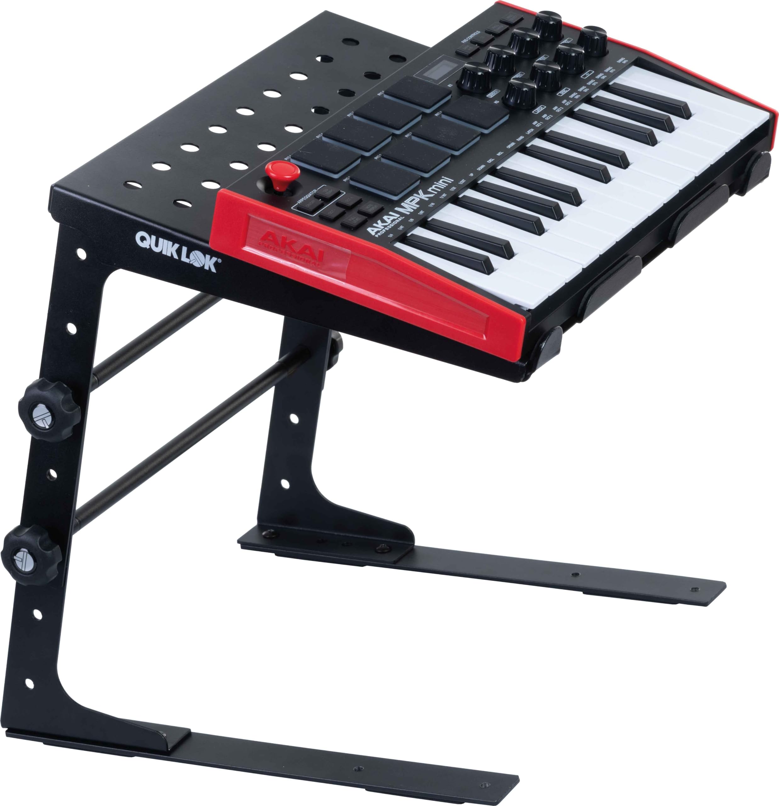 QUIK LOK - LPH/009 Multifunktionaler und Modularer Tischständer, Basis mit Platten 30,5 x 3 cm, Mit Gummistreifen, Zwei Klemmen Inklusive, Höhenverstellbar, Aus Stahl, Schwarz