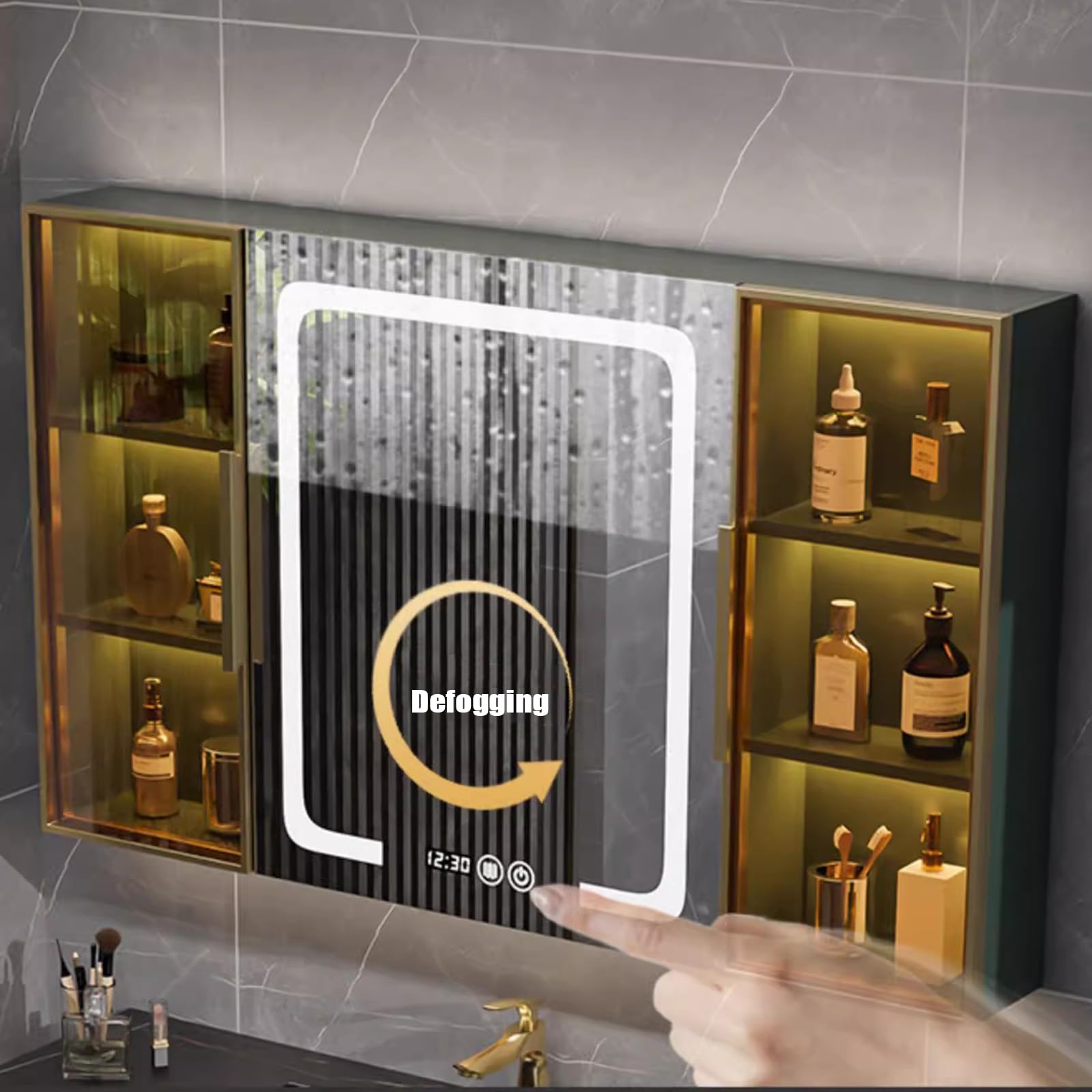 Mueble De Baño con Cajones, Lavabo Y Espejo, Mueble De Baño Suspendido con Lavabo CerámicosGreen,140cm/55in
