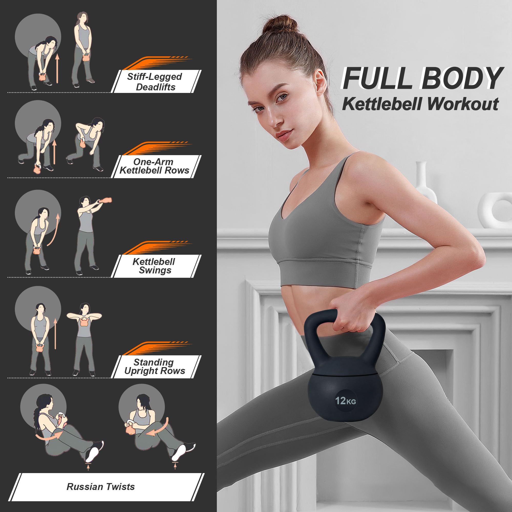 sogesfurniture Kettlebells souples, kettlebells d'entraînement de force, poids remplis de sable de fer, kettlebells d'entraînement de force, kettlebells doux pour femmes, hommes, enfants
