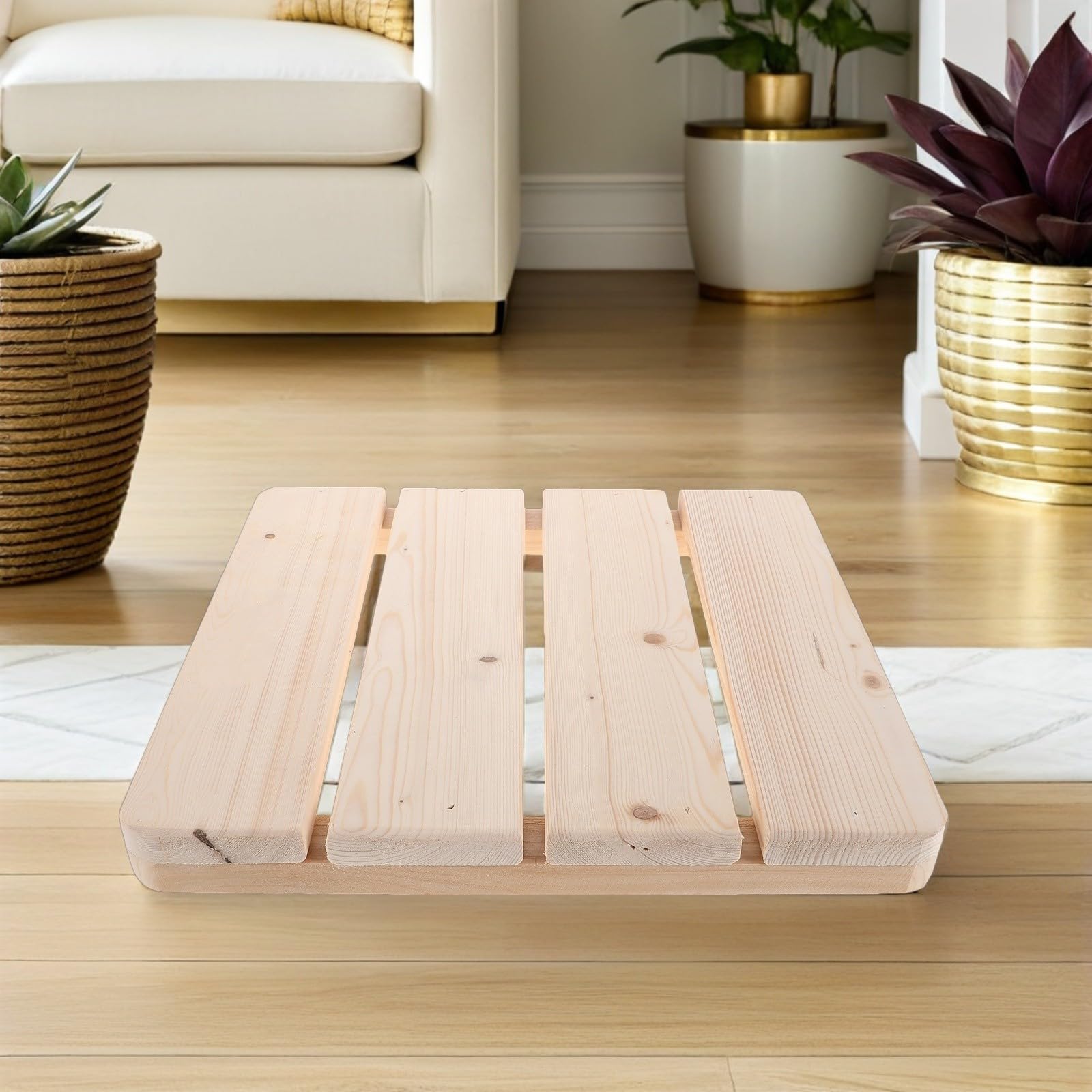 PACKOVE 2 Piezas Alfombra de Ducha de Madera Maciza Antideslizante Listones, Fácil de Limpiar Suelo Elevado de 30cm para Baño, SPA o Sauna Instalación Sencilla